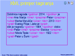 XML primjer tagiranja